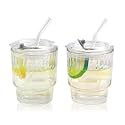 KiKiluxxa Random Clour Ice Juice Drinks Glass Can Mug with Straw for Milk/Coffee/Green Tea Cup Set of 4- Transparent Can Shape Sipper Tumbler Cup with Lid (Swiz Rainbow 4)