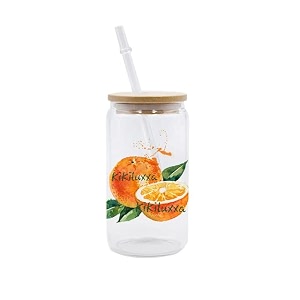 kikiluxxa tea and coffee glass sipper tumbler mug with lid and straw - 540ml - pack of 1 - adult and kids juice soda can cup macau can 1