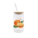 KiKiluxxa Tea and Coffee Glass Sipper Tumbler Mug with Lid and Straw - 540ml - Pack of 1 - Adult and Kids Juice Soda Can Cup (Macau Can 1)