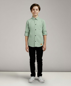 KILLER Boys Solid Casual Light Green Shirt