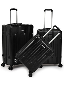killer classic light-weight  durable polycarbonate black hard luggage check-in suitcase 8 wheels - 28 inch