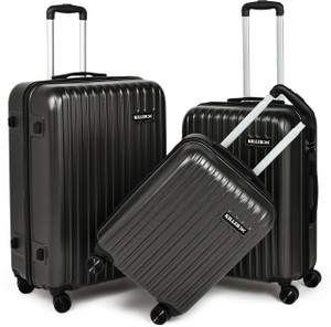 killer classic light-weight  durable polycarbonate dark grey hard luggage check-in suitcase 8 wheels - 28 inch
