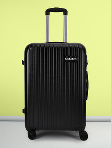 killer classic light-weight  durable polycarbonate black hard luggage check-in suitcase 8 wheels - 24 inch