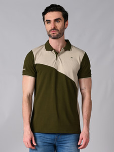 KILLER Colorblock Men Polo Neck Dark Green