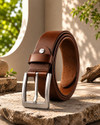 KILLER Men Casual Brown Genuine Leather Belt