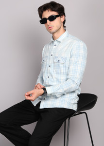 KILLER Men Checkered Casual Blue Shirt