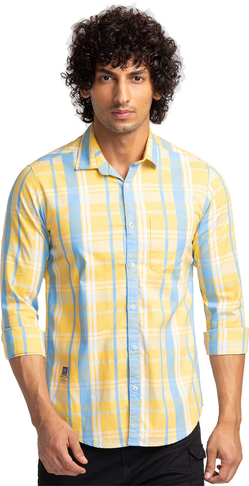 KILLER Men Checkered Casual Yellow Shirt - Price History