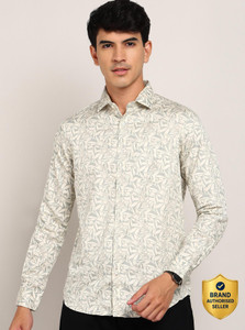 KILLER Men Printed Casual Cream Shirt