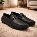 KILLER Mens Black Nubuck-Touch Slip-On Driving Loafers