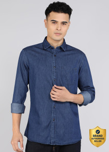 KILLER Men Solid Casual Dark Blue Shirt