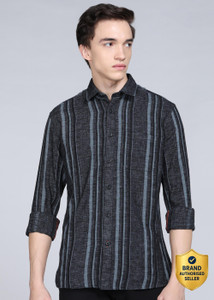 KILLER Men Striped Casual Black Shirt