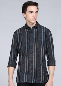 KILLER Men Striped Casual Black Shirt