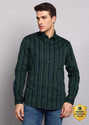 KILLER Men Striped Casual Dark Green Shirt