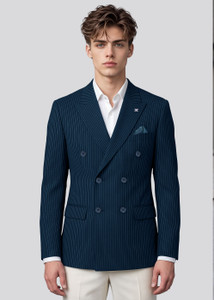 KILLER Men Striped Double Breasted Casual Blazer