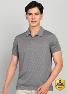 KILLER Printed Men Polo Neck Grey T-Shirt