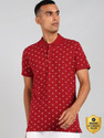 KILLER Printed Men Polo Neck Maroon T-Shirt