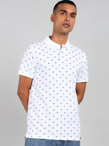 killer printed men polo neck white t-shirt