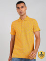 KILLER Printed Men Polo Neck Yellow T-Shirt