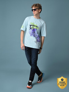killer printed men round neck light blue t-shirt