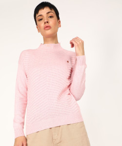 killer women solid high neck yellow sweater