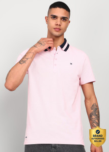 KILLER Solid Men Polo Neck Pink T-Shirt