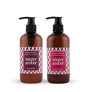 kimirica winter amber hand wash and hand lotion combo pack  for deep clean and moisturize hand 100 vegan amp paraben free mandarin amp cinnamon300ml x 2