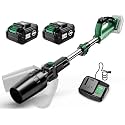 KIMO Leaf Blower Cordless with Battery and Charger, 310000RPM, 37Inch Telescopic Pole, 750CFM 280MPH, 3Speeds w/Smart Panel, Lightweight 2.5Lb, 2PCS 4000mAh Battery Operated Leaf Blower for Gutters