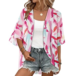 kimonos for women summer cardigan chiffon floral cover up loose casual top blouse