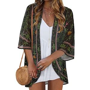 kimonos for women summer cardigan chiffon floral cover up loose casual top blouse