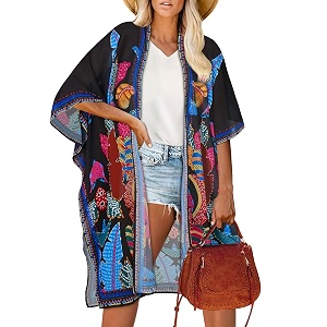 kimonos for women summer cardigan chiffon floral cover up loose casual top blouse