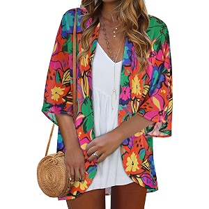 kimonos for women summer cardigan chiffon floral cover up loose casual top blouse
