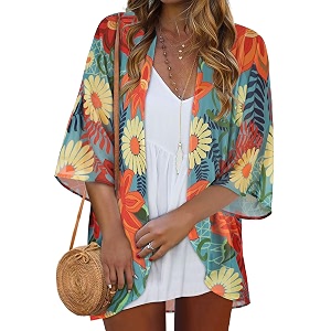 kimonos for women summer cardigan chiffon floral cover up loose casual top blouse