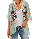 Kimonos for Women Summer Cardigan Chiffon Floral Cover up Loose Casual Top Blouse