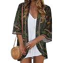 Kimonos for Women Summer Cardigan Chiffon Floral Cover up Loose Casual Top Blouse