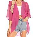 Kimonos for Women Summer Cardigan Chiffon Floral Cover up Loose Casual Top Blouse
