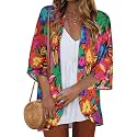Kimonos for Women Summer Cardigan Chiffon Floral Cover up Loose Casual Top Blouse