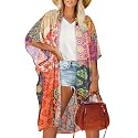 Kimonos for Women Summer Cardigan Chiffon Floral Cover up Loose Casual Top Blouse