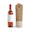 Bottle Bag Wine Bottle Gift Bag Handmade Eco-Friendly Crochet Knitted Water Bottle Cover for 1 Litre Bottles for Office & Travel (Beige & White)
