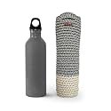 Bottle Bag Wine Bottle Gift Bag Handmade Eco-Friendly Crochet Knitted Water Bottle Cover for 1 Litre Bottles for Office &amp; Travel (Grey &amp; White)