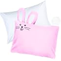 kinder Fluff Toddler Pillow &amp; Pillowcase Set 13x18in – 233T Cotton Pillow Covers &amp; Down Alternative Pillow Fill – Hypoallergenic Toddler Pillows – Travel Pillows – Pink