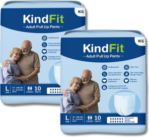 kindfit adult pull-up pants diapers large-20 pieces  waist size30-39 inchpack of 2 adult diapers - l