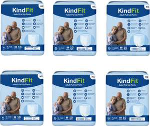 kindfit adult pull-up pants diapersxl 60 pieceswaist size305-54 inchpack of 6 adult diapers - xl