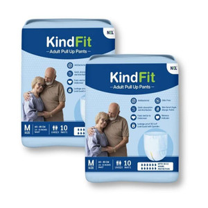 kindfit adult pull-up pants diapers medium-20 pieceswaist size 24-33 inchpack of 2 adult diapers - m