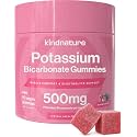 kindnature High Potassium Gummies 500mg for Leg Cramps & Electrolyte Support - Chewable Pure Potassium Bicarbonate Supplement - Adults & Kids - Vegan - 60 Gummies (30 Day Supply)