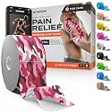 Kinesiology Tape - Waterproof Athletic Sports Tape for Knee, Shoulder, Arm &amp; Back Support | 3-5 Day Adhesion, Hypoallergenic &amp; Latex-Free + Taping Guide (Precut, 2"x50ft Roll, Wild Pink Camo)