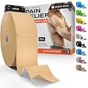 Kinesiology Tape - Waterproof Athletic Sports Tape for Knee, Shoulder, Arm &amp; Back Support | 3-5 Day Adhesion, Hypoallergenic &amp; Latex-Free + Taping Guide (Precut, 2"x100ft Roll, Desert Beige)