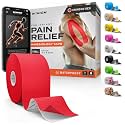 Kinesiology Tape - Waterproof Athletic Sports Tape for Knee, Shoulder, Arm &amp; Back Support | 3-5 Day Adhesion, Hypoallergenic &amp; Latex-Free + Taping Guide (Uncut, 2"x32ft Roll, Crimson Red)
