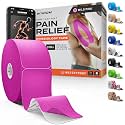 Kinesiology Tape - Waterproof Athletic Sports Tape for Knee, Shoulder, Arm &amp; Back Support | 3-5 Day Adhesion, Hypoallergenic &amp; Latex-Free + Taping Guide (Precut, 2"x50ft Roll, Wild Pink)