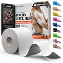 Kinesiology Tape - Waterproof Athletic Sports Tape for Knee, Shoulder, Arm &amp; Back Support | 3-5 Day Adhesion, Hypoallergenic &amp; Latex-Free + Taping Guide (Uncut, 2"x16.4ft Roll, Frosted White)
