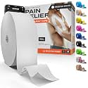 Kinesiology Tape - Waterproof Athletic Sports Tape for Knee, Shoulder, Arm &amp; Back Support | 3-5 Day Adhesion, Hypoallergenic &amp; Latex-Free + Taping Guide (Uncut, 2"x100ft Roll, Frosted White)